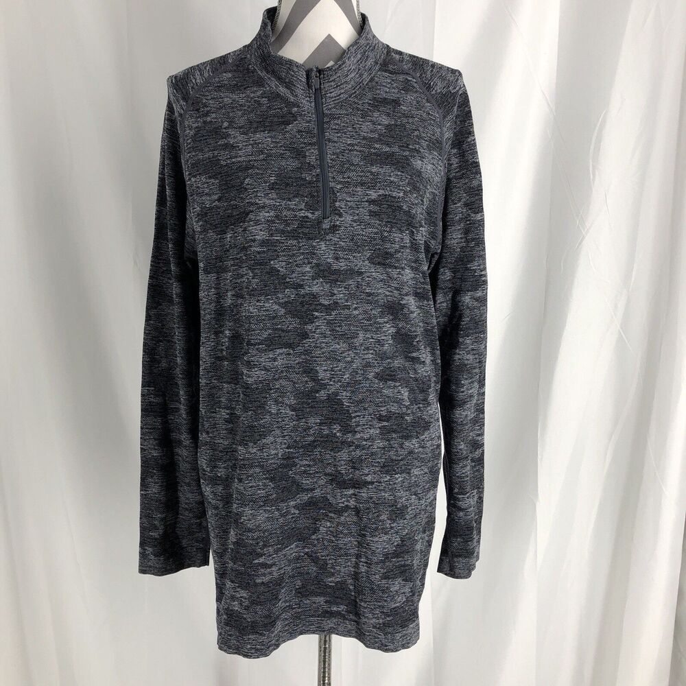 KYODAN Womens 1/4 Zip Pullover Activewear Tunic Top Medium Black Camo